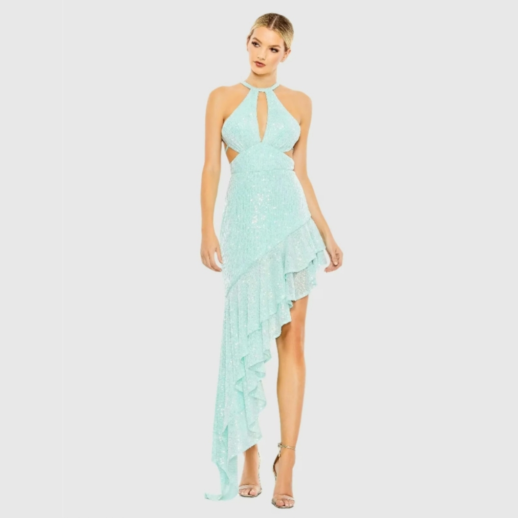 Mac Duggal Asymmetrical Aqua Dress, Size 6, Nwt
